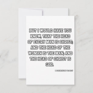 1 Korinther 11:3 KJV Bible Verse Grußkarte Karte