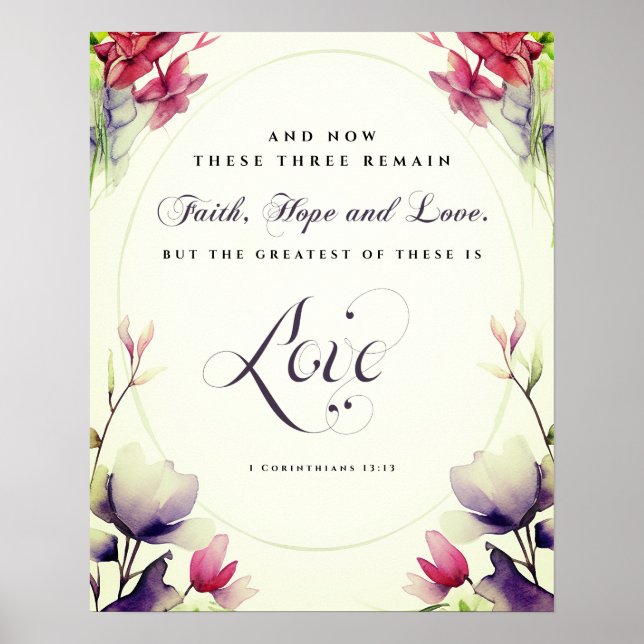 1 Korinther 13:13 Best ist die Liebe Bible Wedding Poster (Vorne)