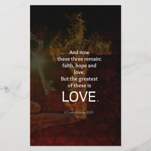 1 Korinther 13:13 Bibelverse Zitat über LIEBE Briefpapier (Vorderseite)