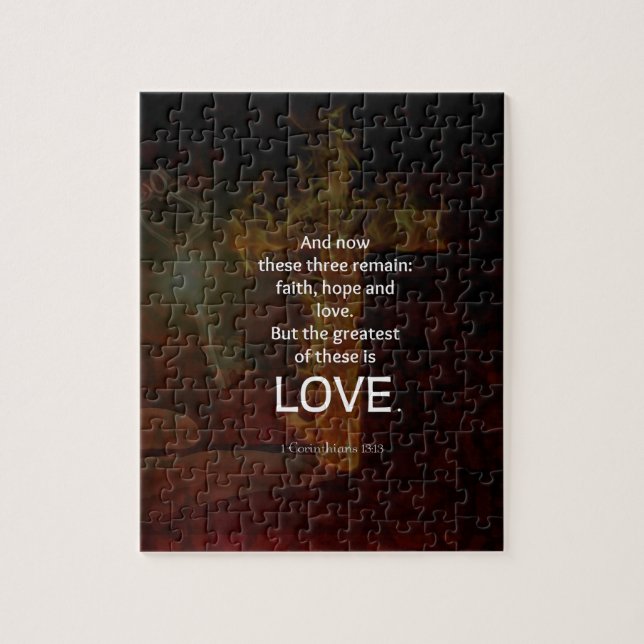 1 Korinther 13:13 Bibelverse Zitat über LIEBE Puzzle (Vertikal)