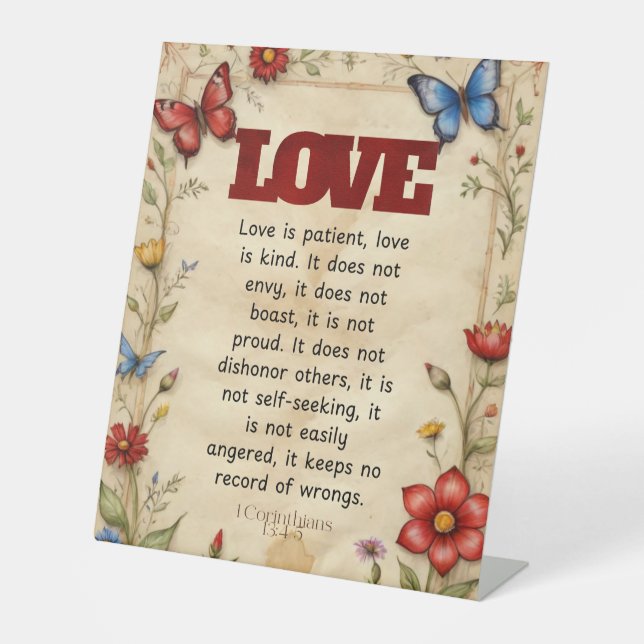 1 Korinther 13:4-5 Christlich Bibelverse Kunst Sockelschild (Vorderseite)