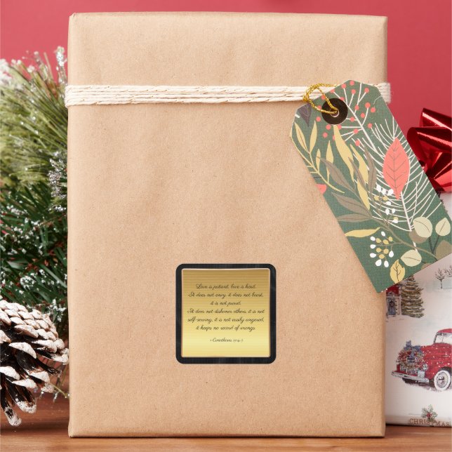 1 Korinther 13:4-5 Liebe, Quadratischer Aufkleber (Feiertag)