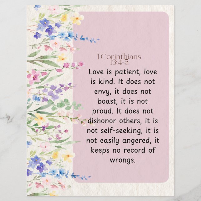 1 Korinther 13:4-5 Wasserfarben-Design Flyer (Vorne)