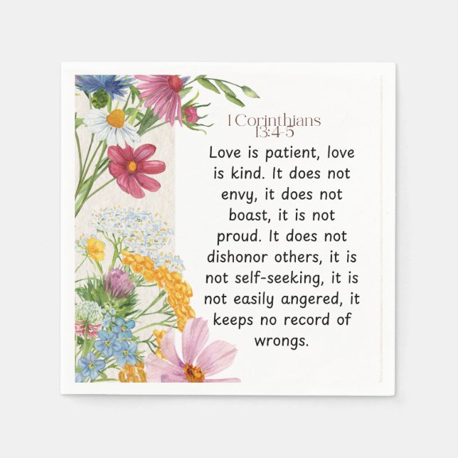 1 Korinther 13:4-5 Wasserfarben-Design Serviette (Vorderseite)
