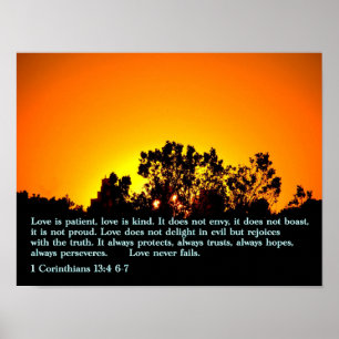 1 Korinther 13:4 6-7 Sonnenuntergang Poster