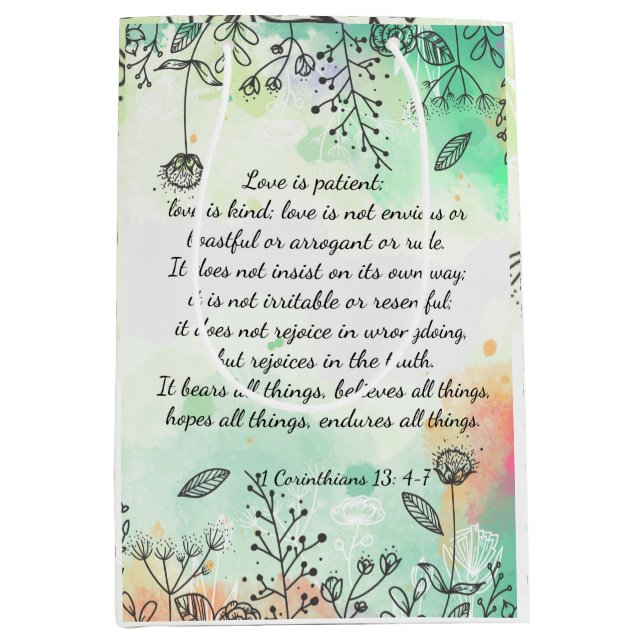 1 Korinther 13: 4-7 Mittlere Geschenktüte (Vorderseite)