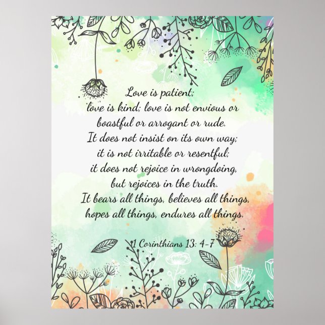 1 Korinther 13: 4-7 Poster (Vorne)