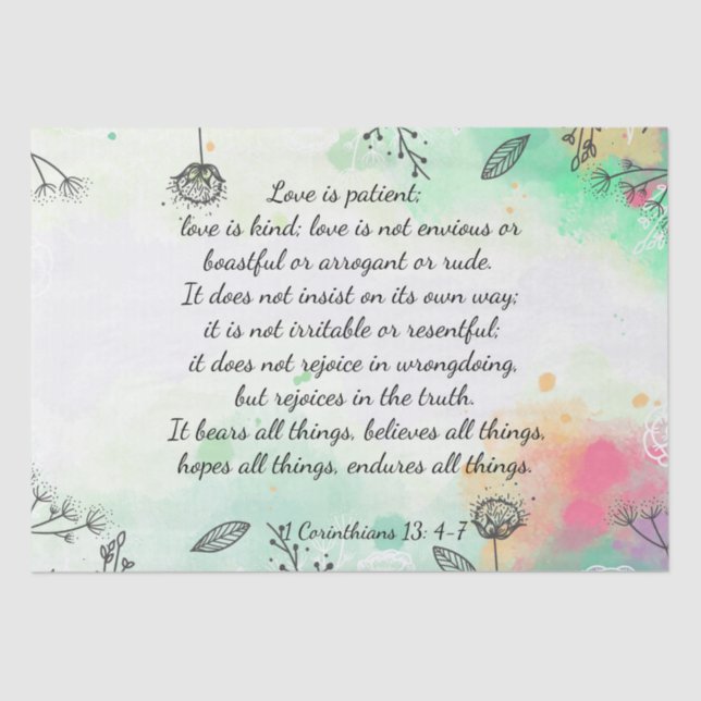 1 Korinther 13: 4-7 Seidenpapier (Vorderseite)