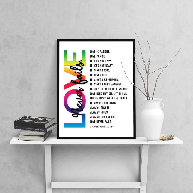 1 Korinther 13:4-8 Bibelverse, Regenbogenfarbe Poster (Von Creator hochgeladen)