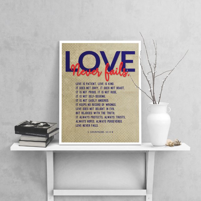 1 Korinther 13:4-8 Bibelverse, Vintag Tan Poster (Von Creator hochgeladen)