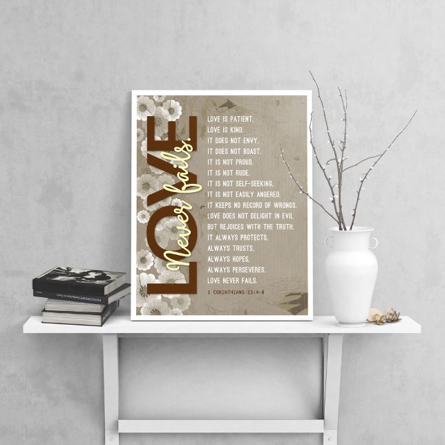 1 Korinther 13:4-8 Bibelverse, Vintage Blume Poster (Von Creator hochgeladen)