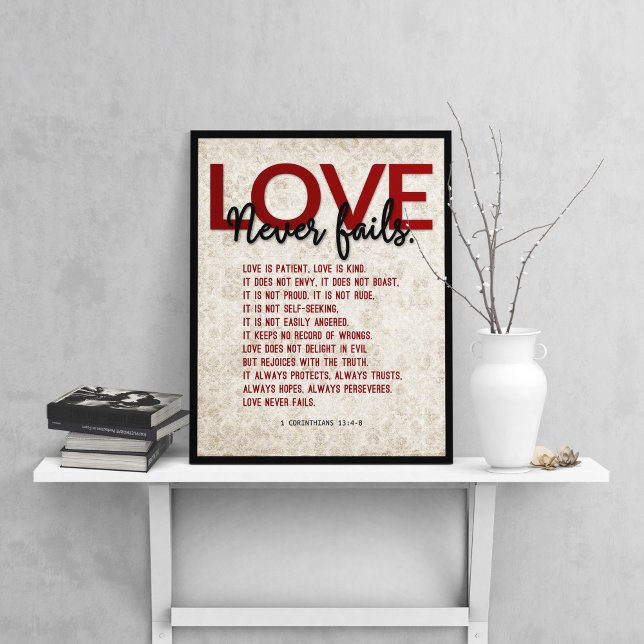 1 Korinther 13:4-8 Bibelverse, Vintager Damast Poster (Von Creator hochgeladen)