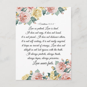 1 Korinther 13:4-8 Liebe ist geduldig, Liebe ist f Postkarte