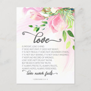 1 Korinther 13:4-8 Liebe ist Patient Pink Magnolia Postkarte