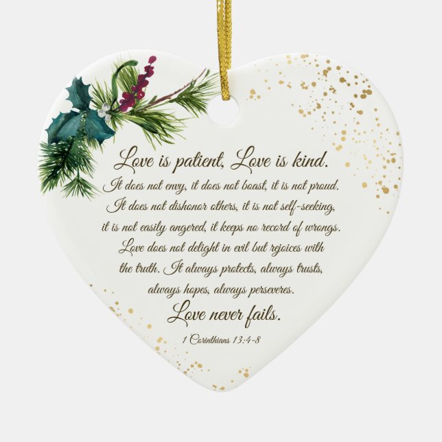 1 Korinther 13:4-8 Liebe ist Patient, Weihnachten Keramik Ornament (Vorne)