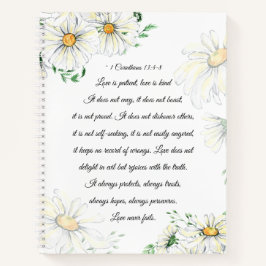 1 Korinther 13:4-8 Liebe ist Patient White Daisies Notizbuch