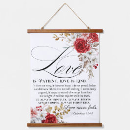 1 Korinther 13:4-8 Liebe ist Patientenbibel Blüte Wandteppich Mit Holzrahmen