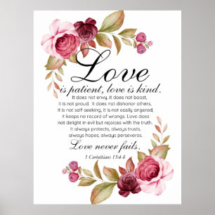 1 Korinther 13:4-8 Liebe ist Patientenblütenbibel Poster