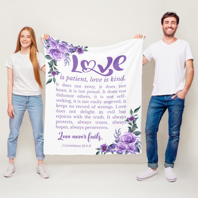 1 Korinther 13:4-8 Liebe Patienten Lila Fleecedecke (Beispiel)