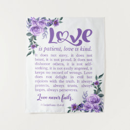1 Korinther 13:4-8 Liebe Patienten Lila Wandteppich