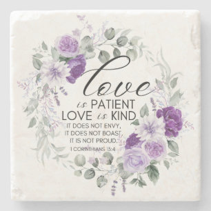 1. Korinther 13,4 Liebe ist geduldig Violett flora Steinuntersetzer