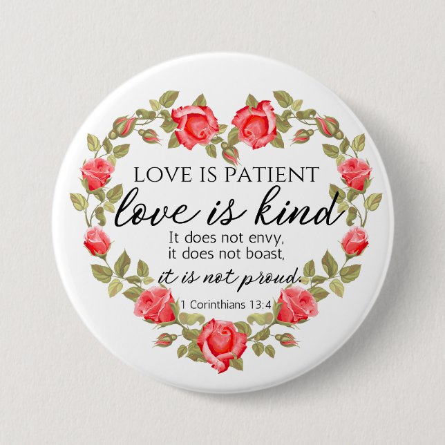 1 Korinther 13:4 Liebe ist Patient Button (Vorderseite)