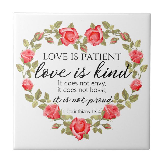 1 Korinther 13:4 Liebe ist Patient Fliese (Vorderseite)