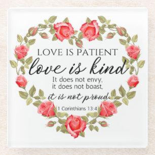 1 Korinther 13:4 Liebe ist Patient Glasuntersetzer