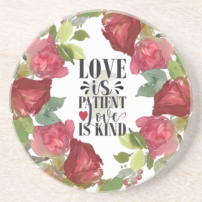 1 Korinther 13:4 Liebe ist Patient Liebe ist Kind Getränkeuntersetzer (Vorne)