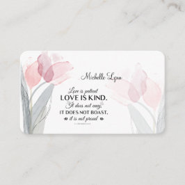 1 Korinther 13:4 Liebe ist Patient Pink Tulips Bus Visitenkarte