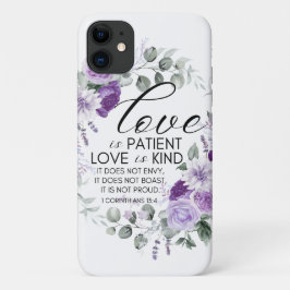 1 Korinther 13:4 Liebe ist Patient Violet Floral Case-Mate iPhone Hülle
