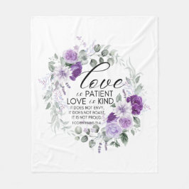 1 Korinther 13:4 Liebe ist Patient Violet Floral Fleecedecke