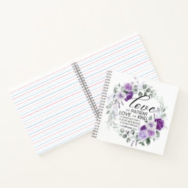 1 Korinther 13:4 Liebe ist Patient Violet Floral Notizbuch