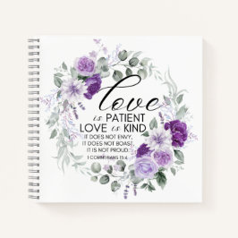 1 Korinther 13:4 Liebe ist Patient Violet Floral Notizbuch