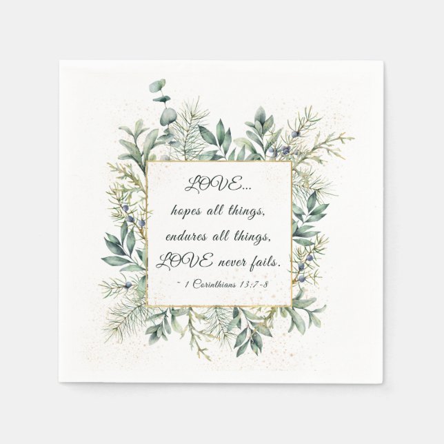 1 Korinther 13:7-8 Elegante Winterlandschaft Serviette (Vorderseite)