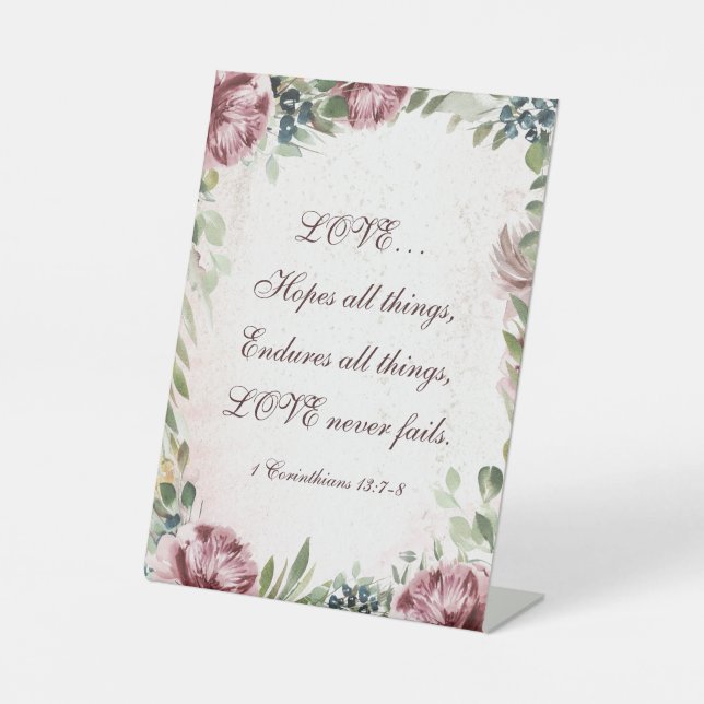 1 Korinther 13:7-8 Liebe versage nie Flora Sockelschild (Vorderseite)