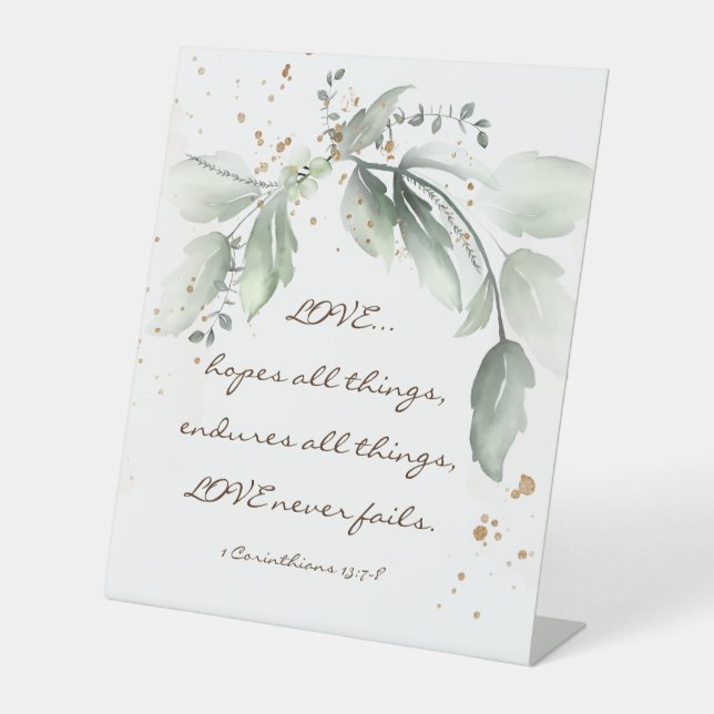 1 Korinther 13:7-8 Liebe Versage nie Grünflächen Sockelschild (Vorderseite)