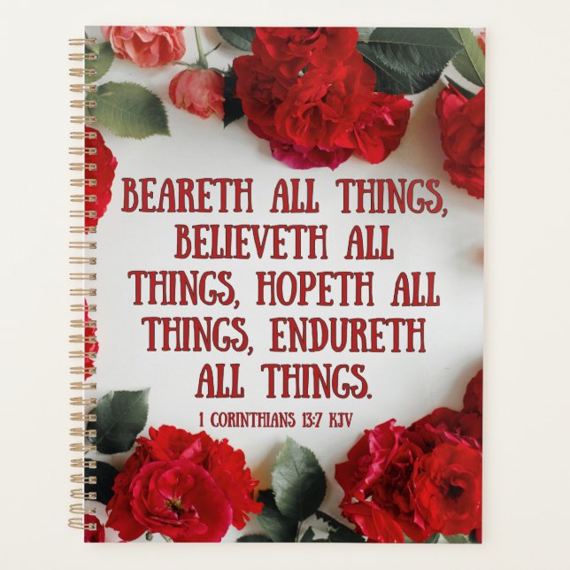 1 Korinther 13:7 Bibel Verse Kalender Planer (Vorderseite)