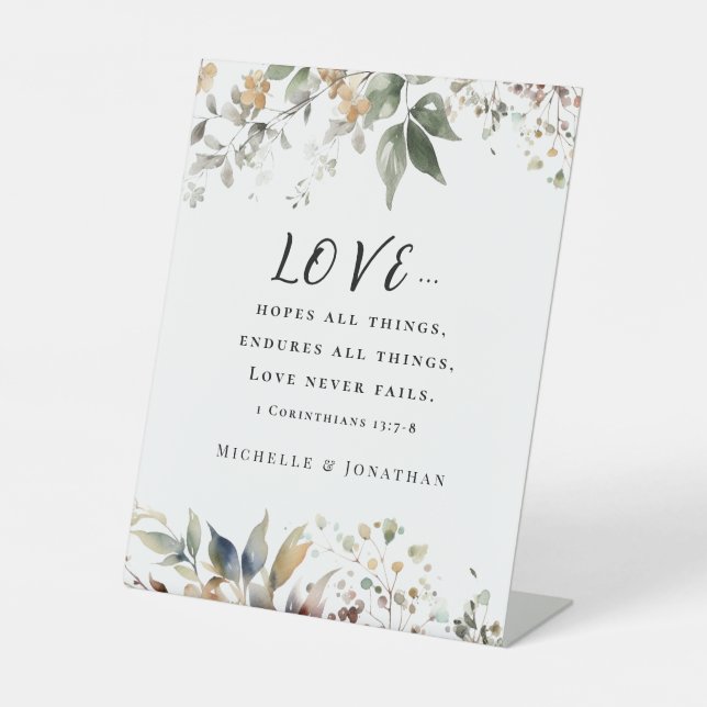 1 Korinther 13:7 Liebe Versage nie Hochzeitsbibel Sockelschild (Vorderseite)