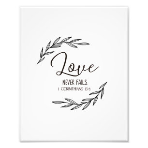 1 Korinther 13:8, Liebe versage nie Fotodruck