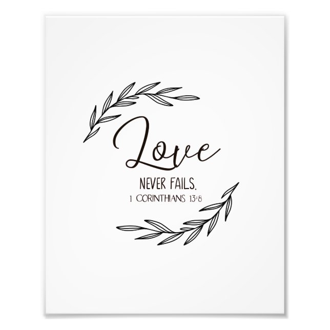 1 Korinther 13:8, Liebe versage nie Fotodruck (Vorne)
