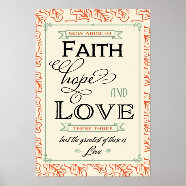 1 Korinther 13 Faith Hope Liebe Poster (Vorne)