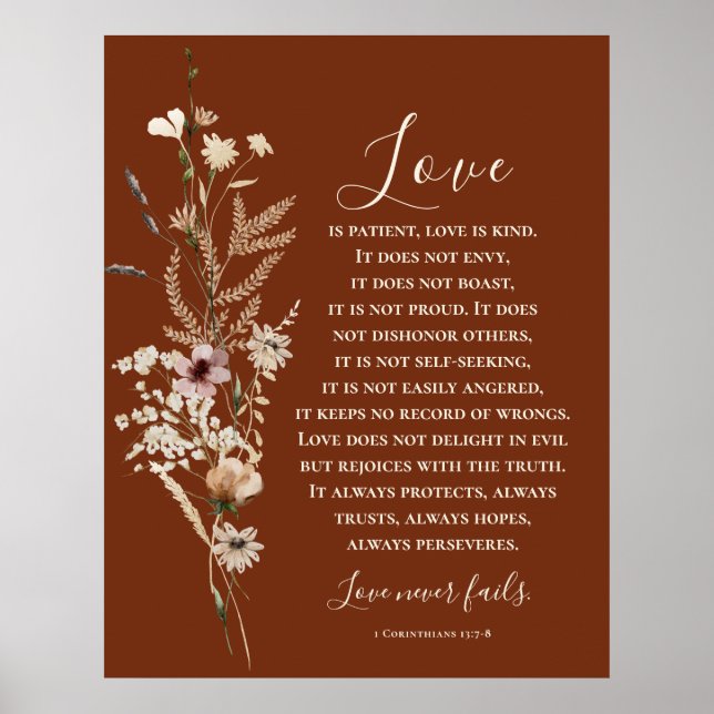1 Korinther 13 Liebe ist Gedenkbibel Hochzeit Poster (Vorne)
