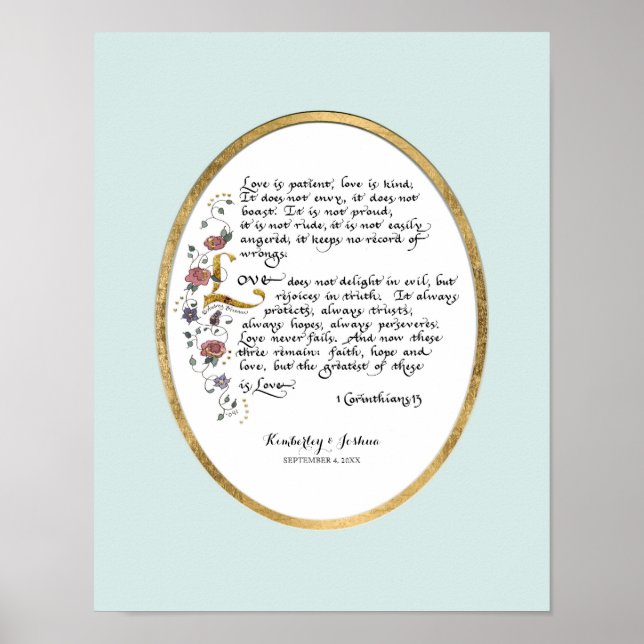 1 Korinther 13, Liebe Kapitel Christliche Schrift Poster (Vorne)