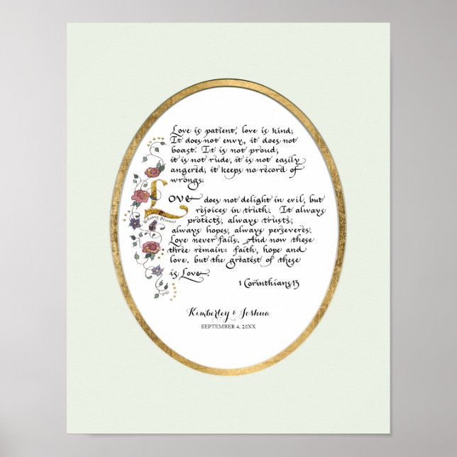 1 Korinther 13, Liebe Kapitel Christliche Schrift Poster (Vorne)