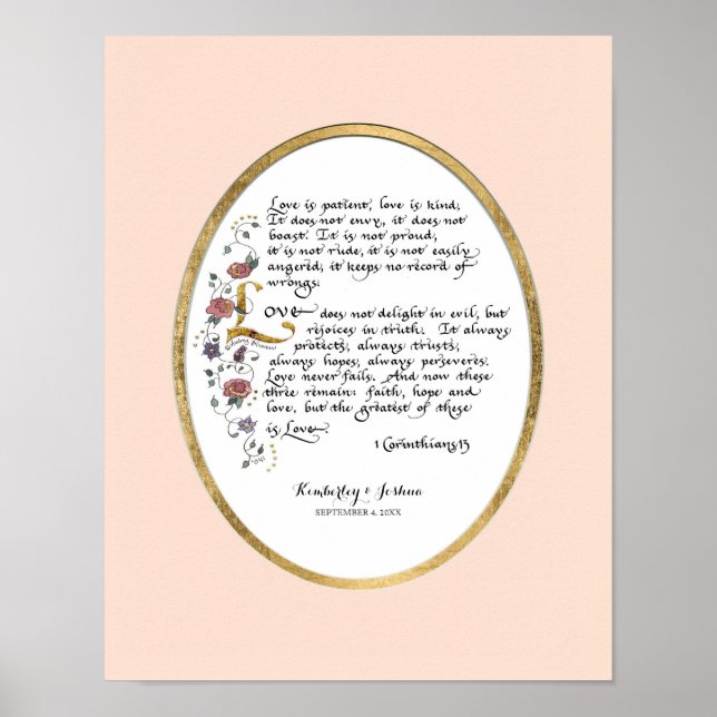 1 Korinther 13, Liebe Kapitel Christliche Schrift Poster (Vorne)