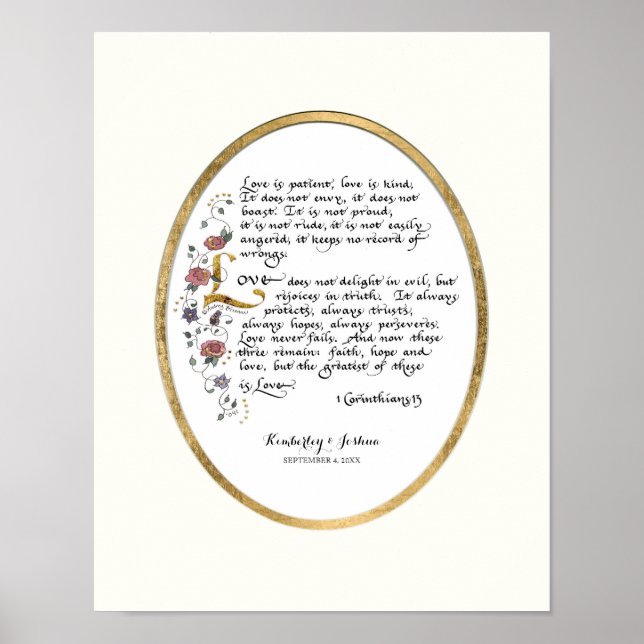 1 Korinther 13, Liebe Kapitel Christliche Schrift Poster (Vorne)