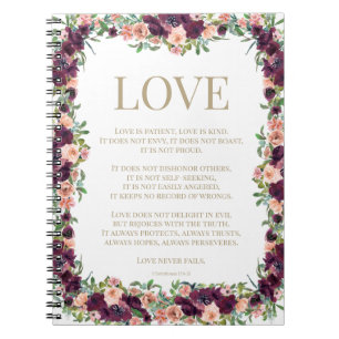 1 Korinther 13 Lieben Bibel Verse Burgund Bläserin Notizblock