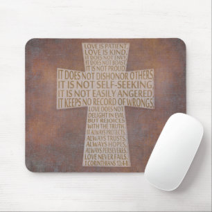 1. Korinther 13 Liebeskapitel Christliches Kreuz Mousepad