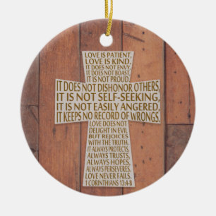 1. Korinther 13 Liebeskapitel Kreuz Rustikal Keramik Ornament